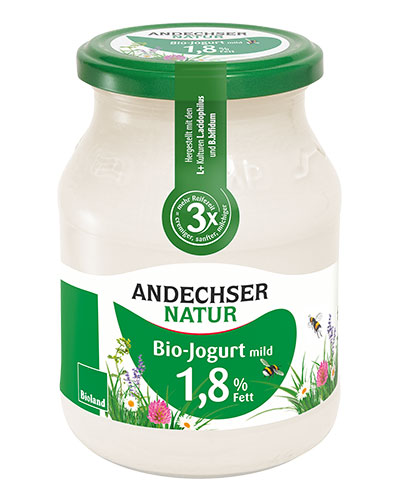 Aktiv Bio-Jogurt Andechser 500 Fett mit 1,8 mild g % Feinschmecker - Fettarmer
