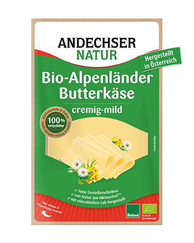 Bio-Alpenländer Butterkäse in Scheiben, mind 50% Fett i.Tr. 150g