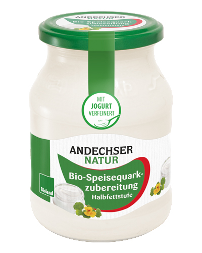 Bio Speisequarkzubereitung Halbfettstufe 20% Fett 500g-Mehrwegglas