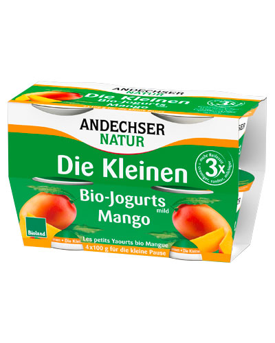 Die Kleinen Bio-Jogurt mild Mango 3,8 Feinschmecker % - Fett Andechser 4x100g
